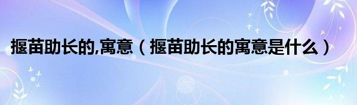 揠苗助长的,寓意（揠苗助长的寓意是什么）