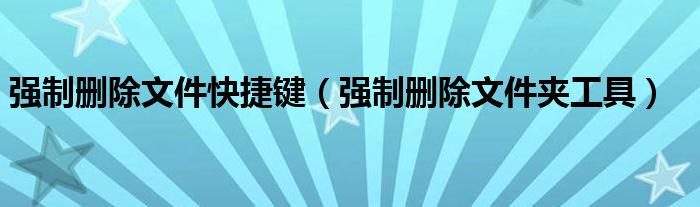 强制删除文件快捷键（强制删除文件夹工具）