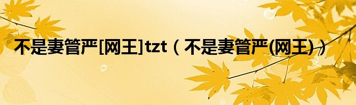 不是妻管严[网王]tzt（不是妻管严(网王)）